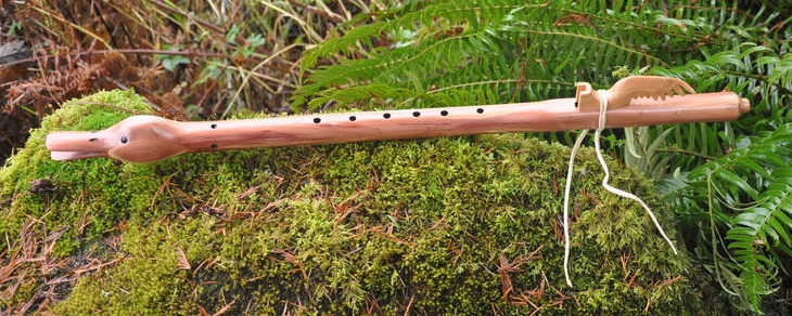 Indianische Flöte (Native American Flute) "Stockente" in E-Moll Pentatonik, gebaut von Ted Calavan, Oregon